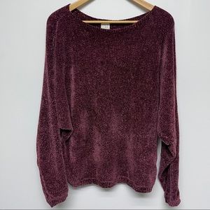 Burgundy Velvet Crew Neck Sweater size XL